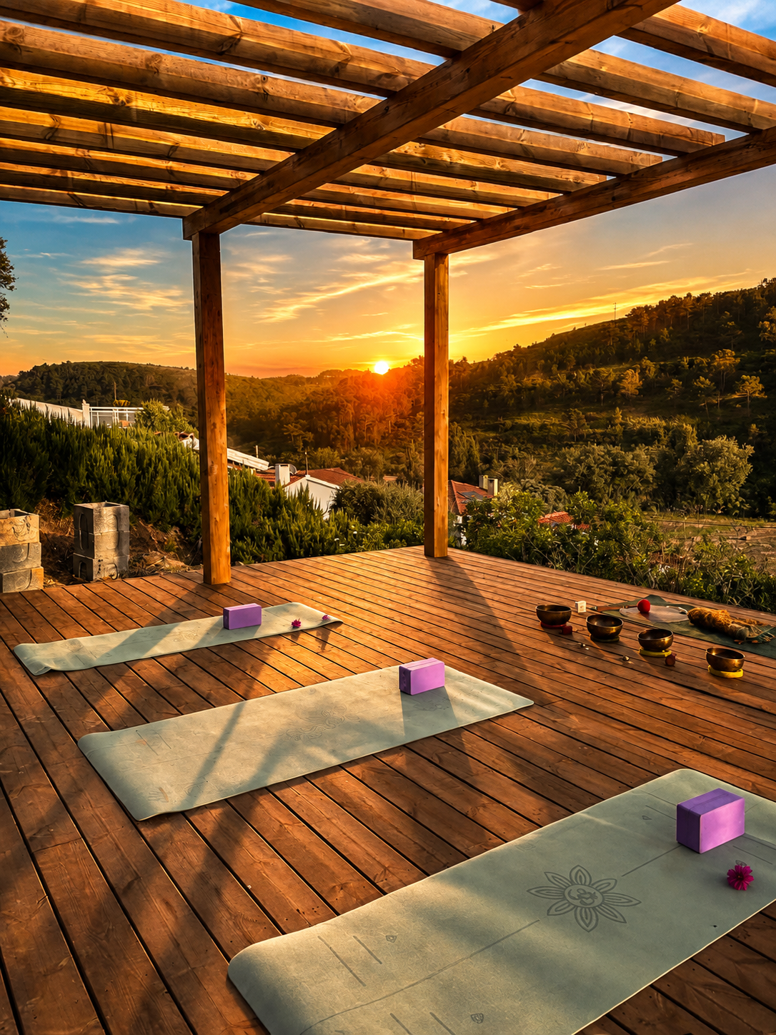 Yoga deck at sunrise at Casa Nabia