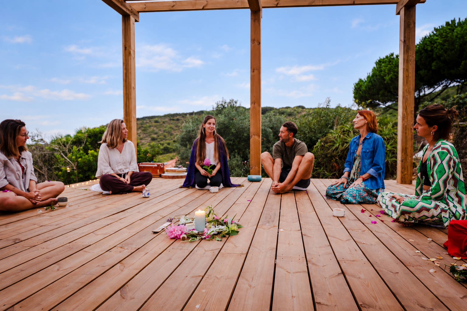 A small gathering on the Casa Nabia yoga deck